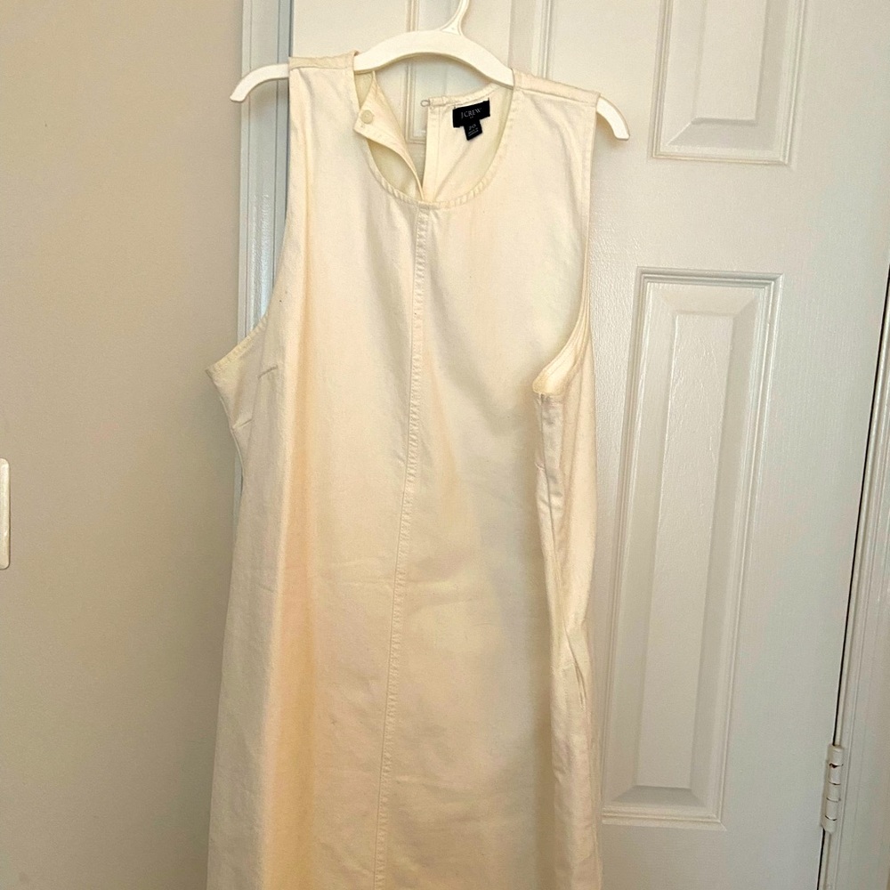 J Crew White Denim Shift Dress Size 20